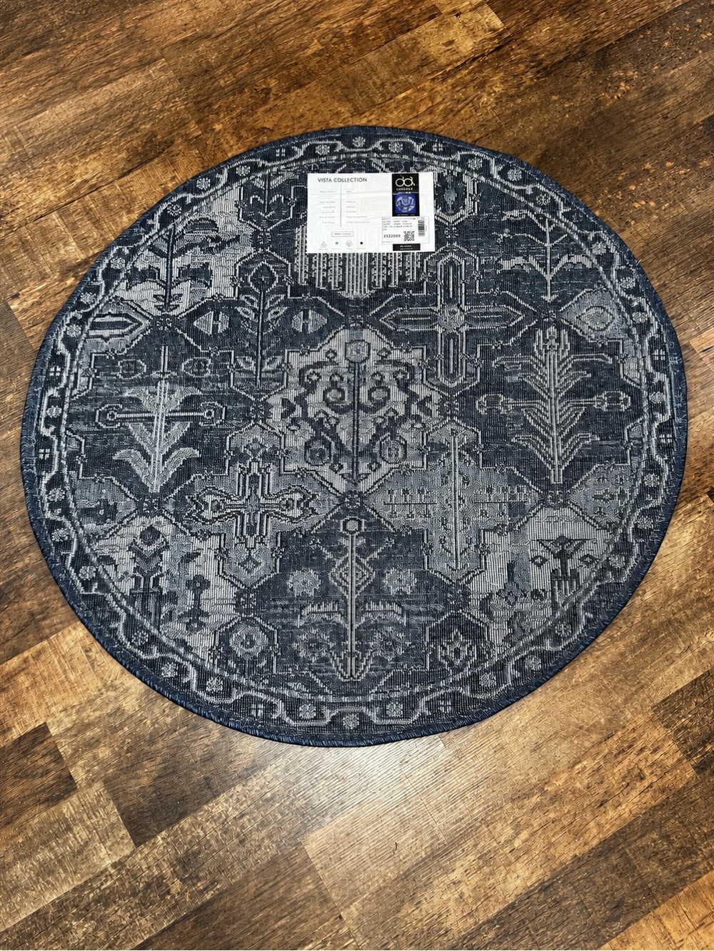 Blue & White Round Rug - Picture 4 of 4